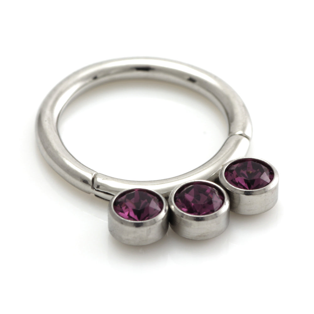 Steel 3 Graduated Jewel Hinged Segment Ring