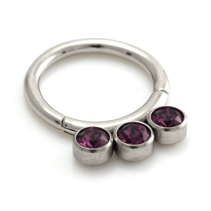 Steel 3 Graduated Jewel Hinged Segment Ring