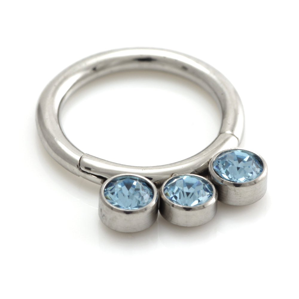 Steel 3 Graduated Jewel Hinged Segment Ring