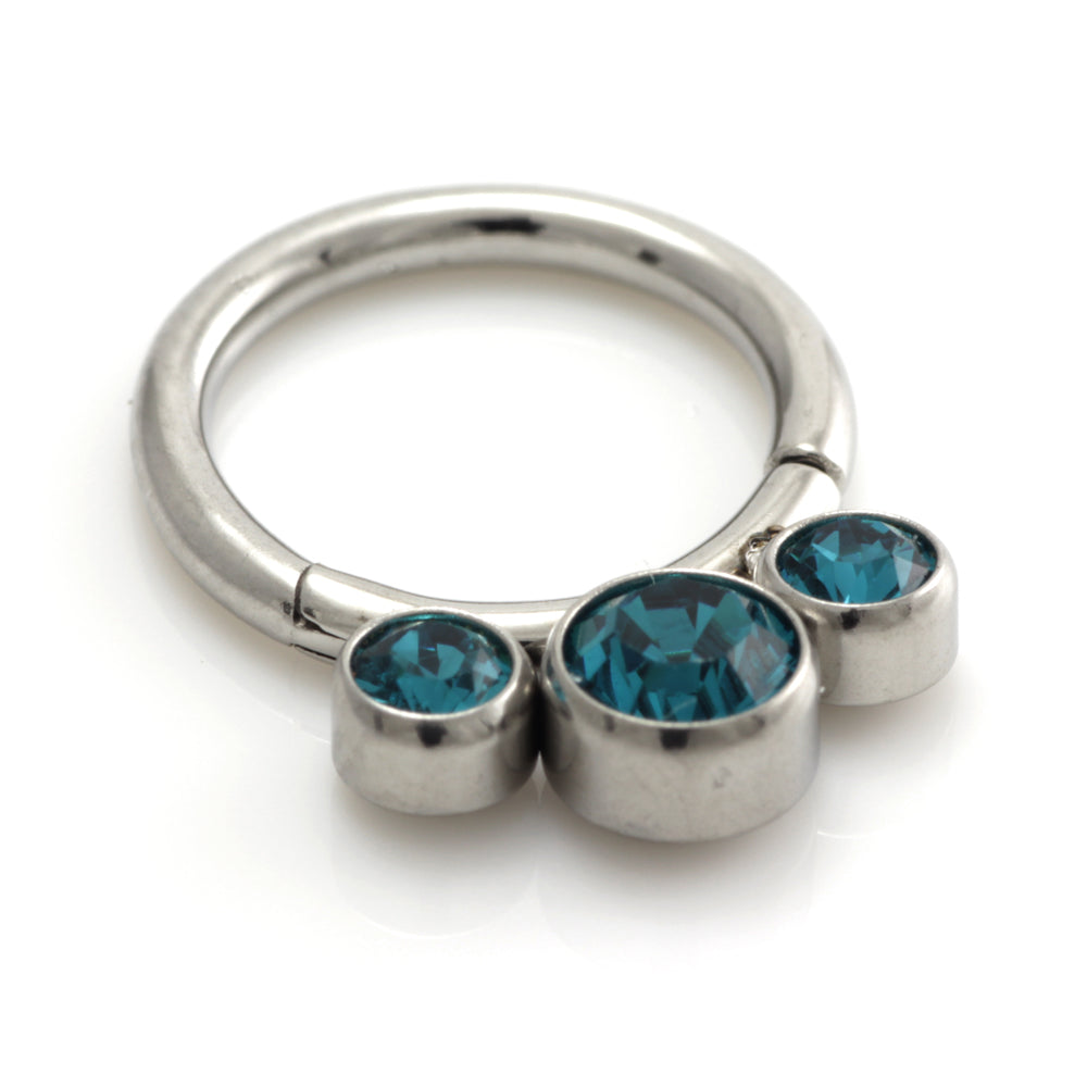 Steel 3 Graduated Jewel Hinged Segment Ring