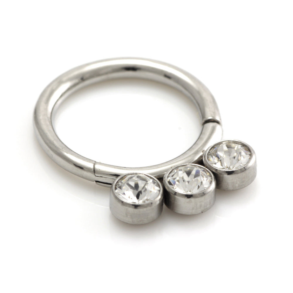 Steel 3 Graduated Jewel Hinged Segment Ring