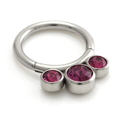 Steel 3 Graduated Jewel Hinged Segment Ring
