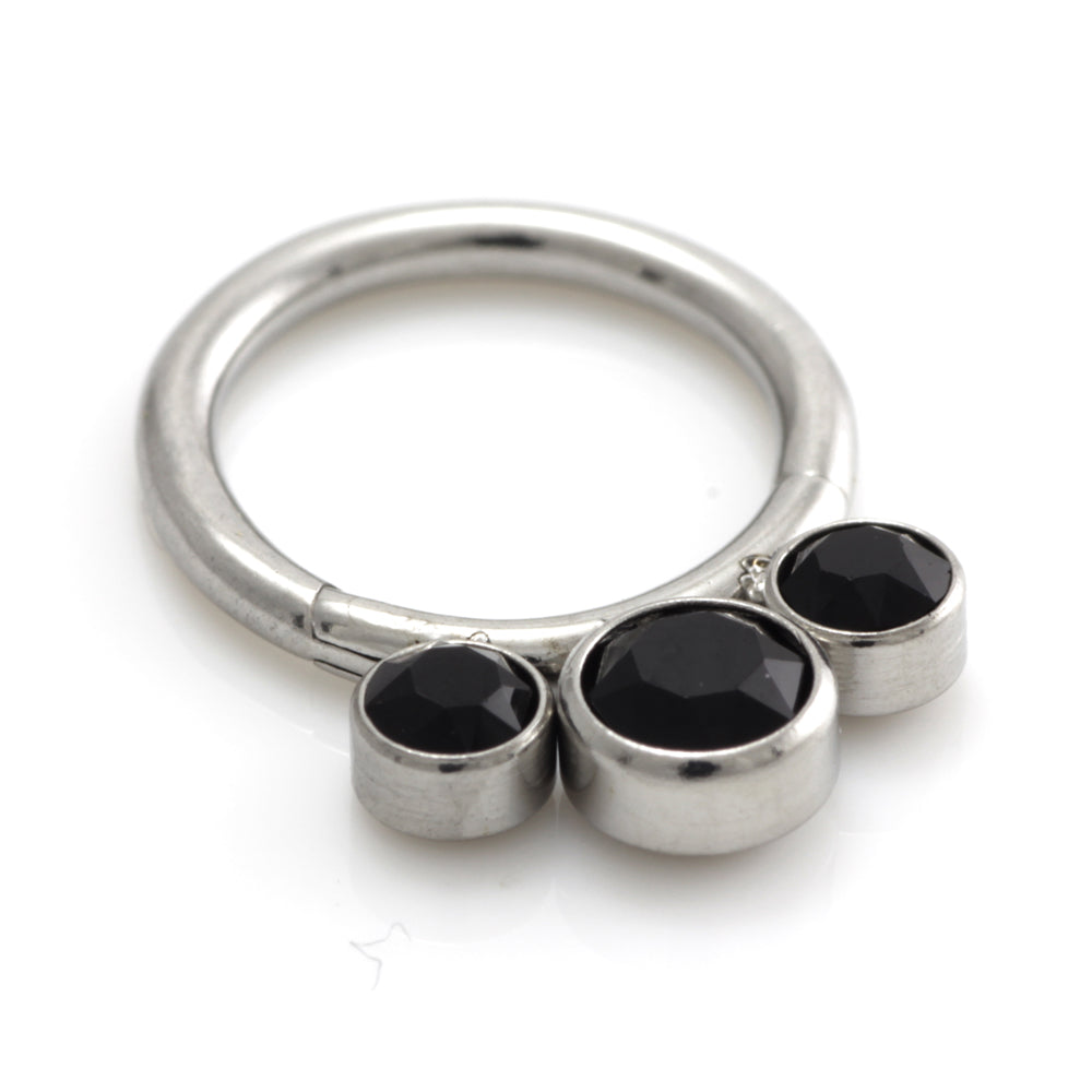 Steel 3 Graduated Jewel Hinged Segment Ring
