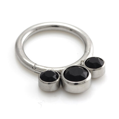 Steel 3 Graduated Jewel Hinged Segment Ring