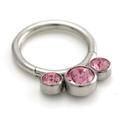 Steel 3 Graduated Jewel Hinged Segment Ring