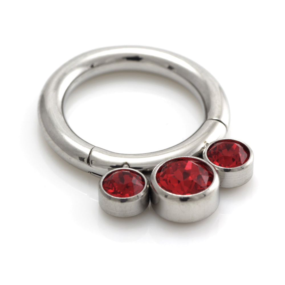 Steel 3 Graduated Jewel Hinged Segment Ring
