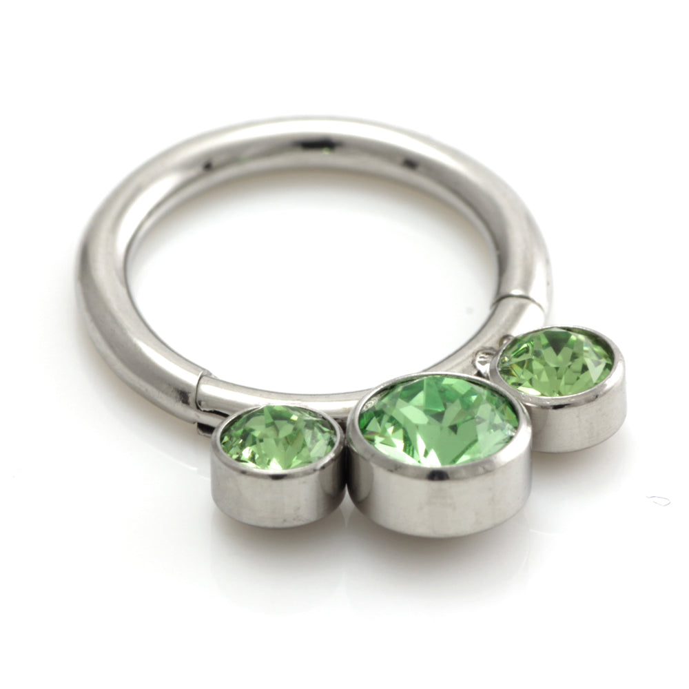 Steel 3 Graduated Jewel Hinged Segment Ring