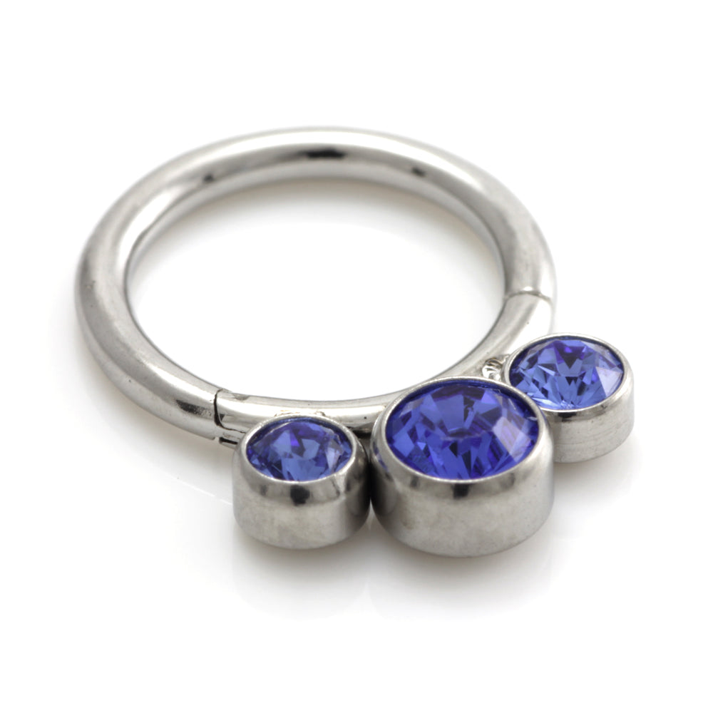Steel 3 Graduated Jewel Hinged Segment Ring