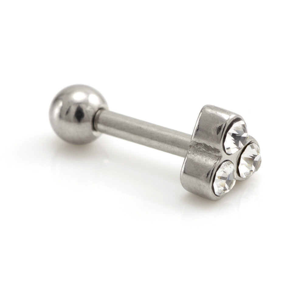 Steel 3 Round Trinity Gem Microbar