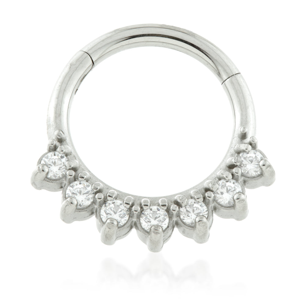 Steel 7 Gems Hinged Ring