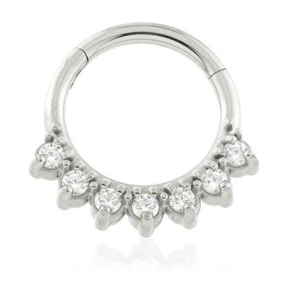 Steel 7 Gems Hinged Ring