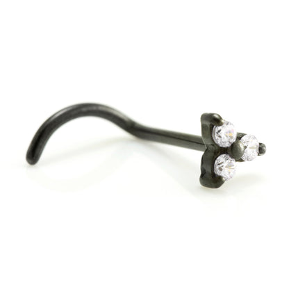 Steel Black Gem Trinity Set Nose Stud