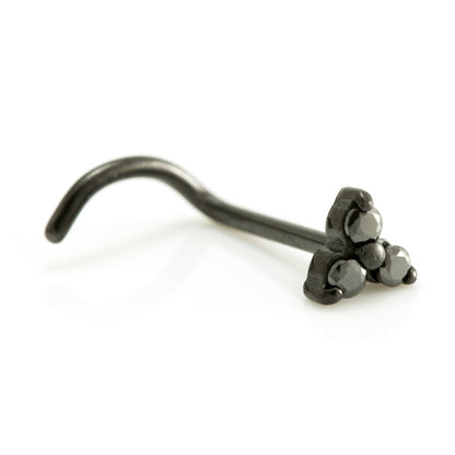 Steel Black Gem Trinity Set Nose Stud