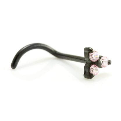Steel Black Gem Trinity Set Nose Stud