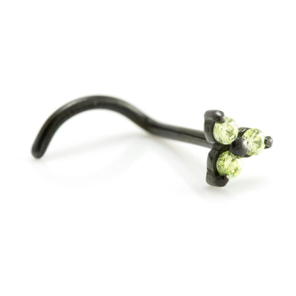 Steel Black Gem Trinity Set Nose Stud