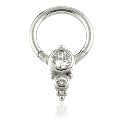 Steel Couture Double Gem Cluster Hinge Segment Ring