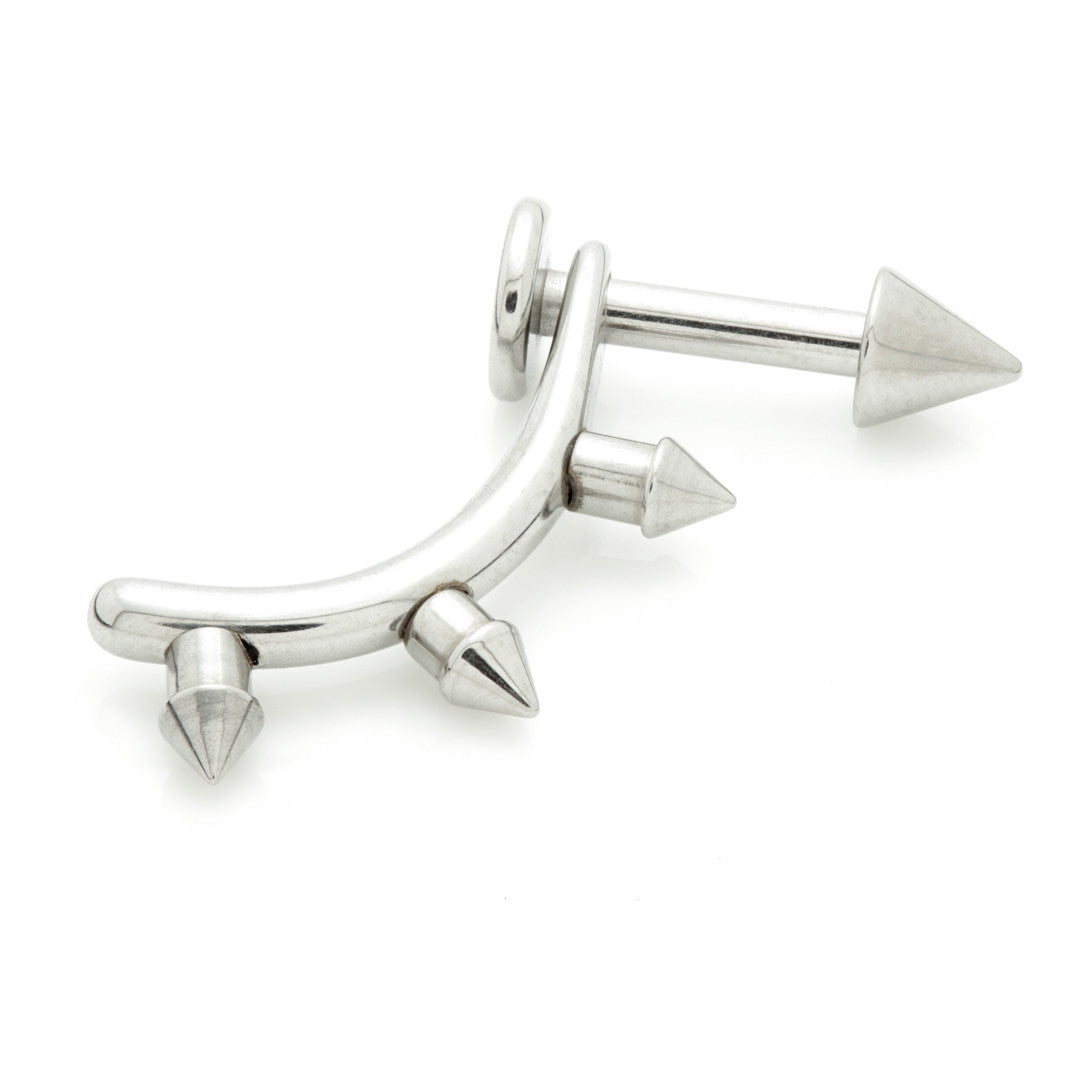 Steel Disturbed / Distressed Labret - Spikes | Wholesale Body Jewellery
