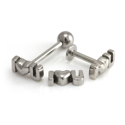 Steel External I Love You Tongue Bar