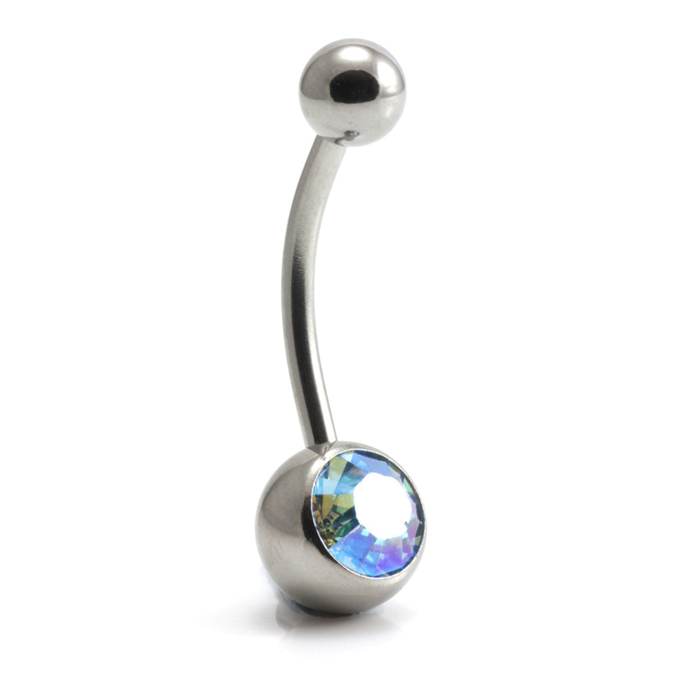Steel External Single Jewelled Navel