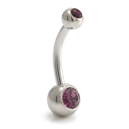 Steel External Thread Baby Double Jewelled Navel Bar