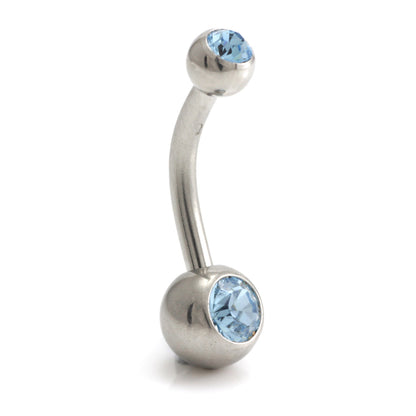 Steel External Thread Baby Double Jewelled Navel Bar