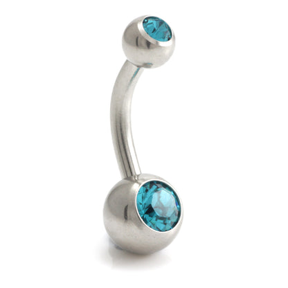 Steel External Thread Baby Double Jewelled Navel Bar