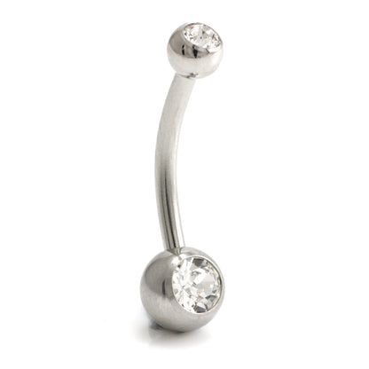Steel External Thread Baby Double Jewelled Navel Bar