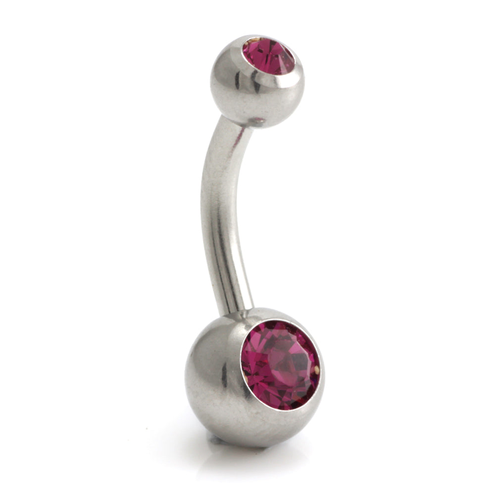 Steel External Thread Baby Double Jewelled Navel Bar