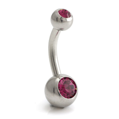 Steel External Thread Baby Double Jewelled Navel Bar