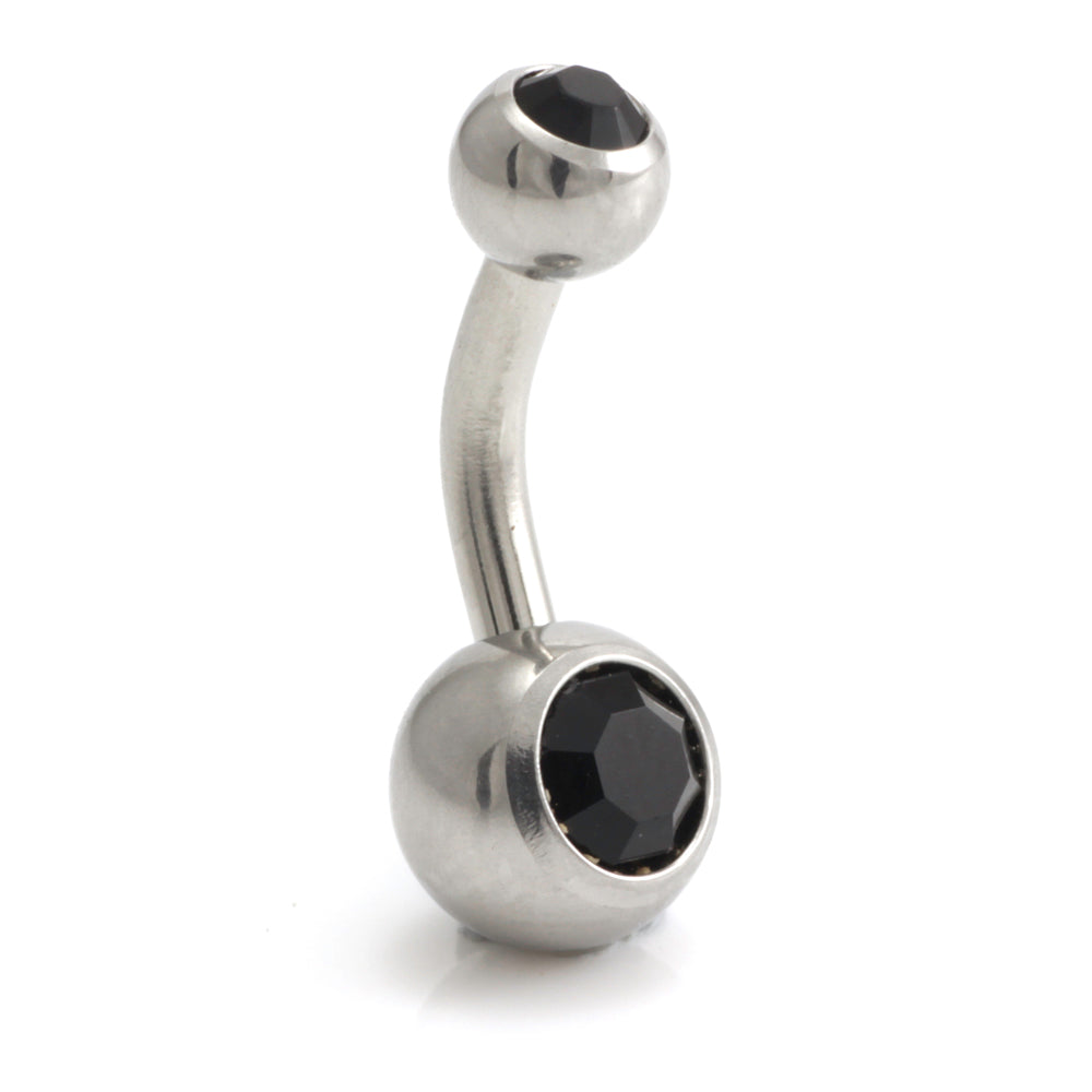 Steel External Thread Baby Double Jewelled Navel Bar