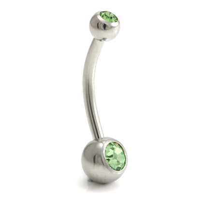 Steel External Thread Baby Double Jewelled Navel Bar