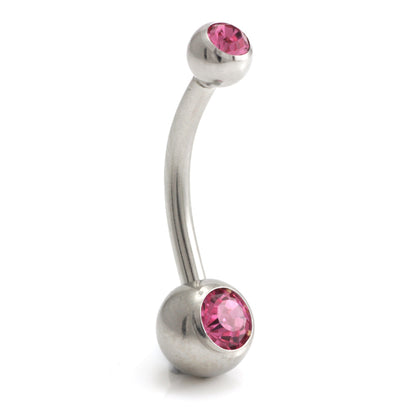 Steel External Thread Baby Double Jewelled Navel Bar