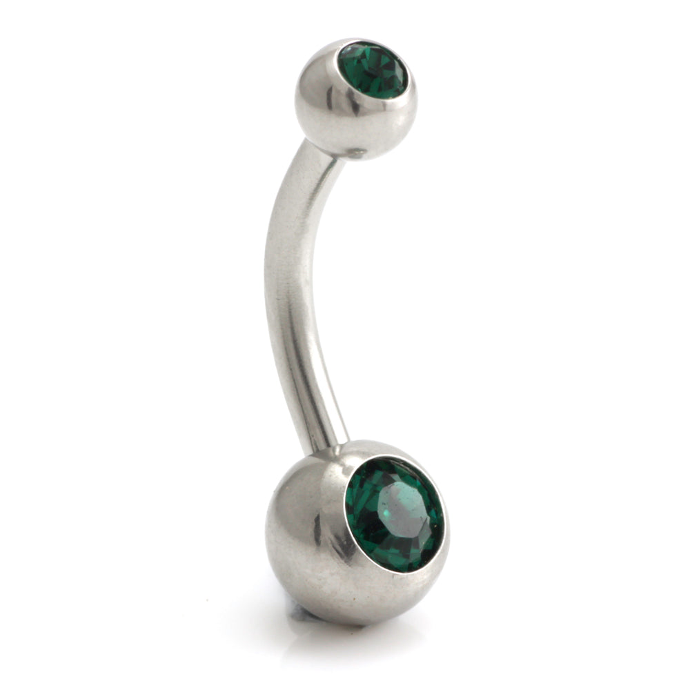 Steel External Thread Baby Double Jewelled Navel Bar