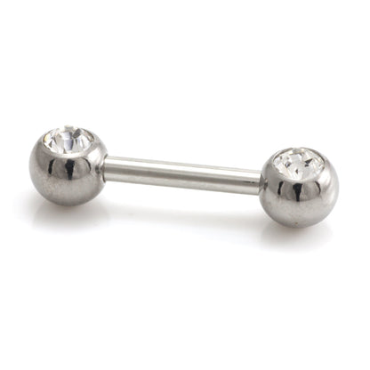 Steel External Thread Forward Facing Double Gem Barbell