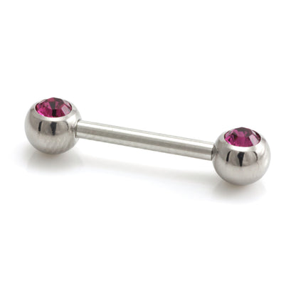 Steel External Thread Forward Facing Double Gem Barbell