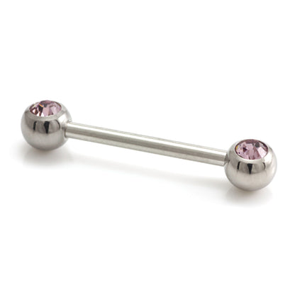 Steel External Thread Forward Facing Double Gem Barbell
