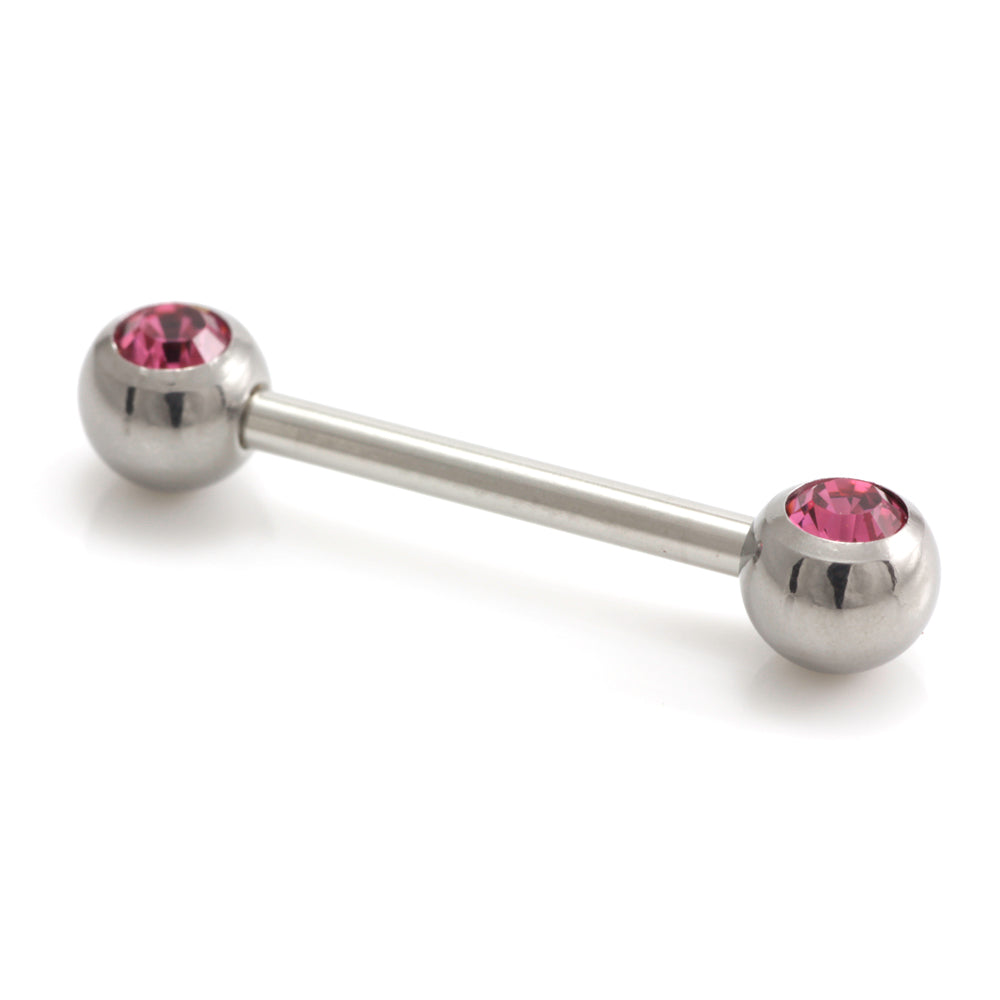 Steel External Thread Forward Facing Double Gem Barbell