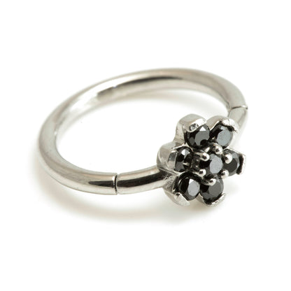 Steel Flower Gem Hinged Micro Ring