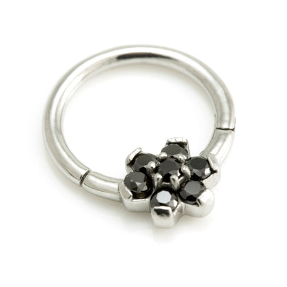 Steel Forward Flower Gem Hinged Micro Ring