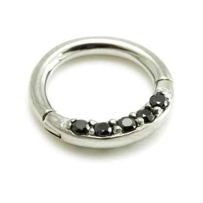 Steel Front Pave Gems Hinged Micro Ring