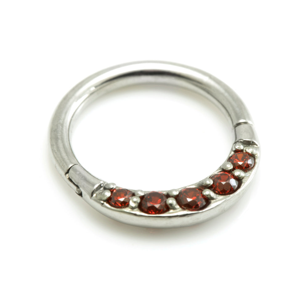 Steel Front Pave Gems Hinged Micro Ring