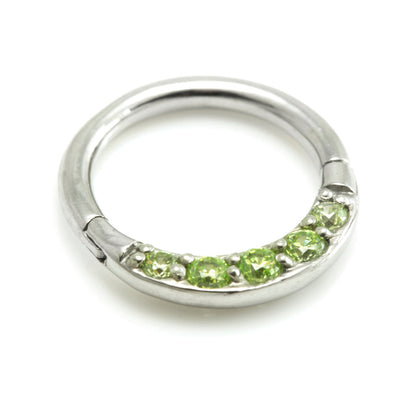 Steel Front Pave Gems Hinged Micro Ring