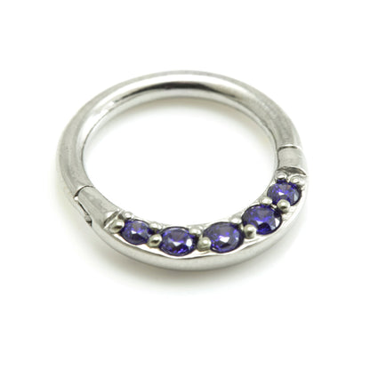 Steel Front Pave Gems Hinged Micro Ring