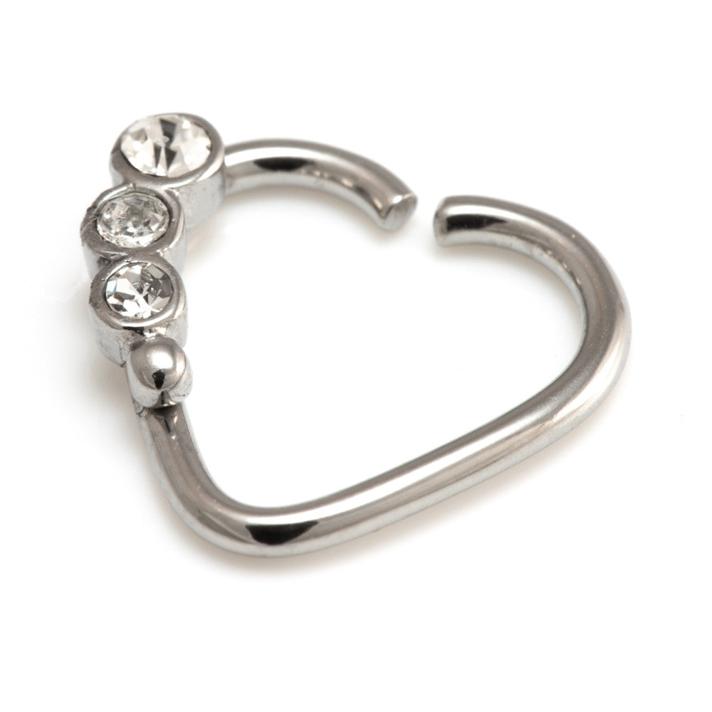 Steel Gem Heart Ring