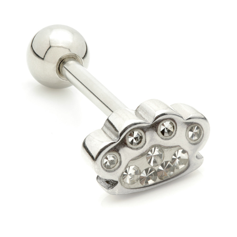 Steel Gem Knuckle Duster - Tongue Bar