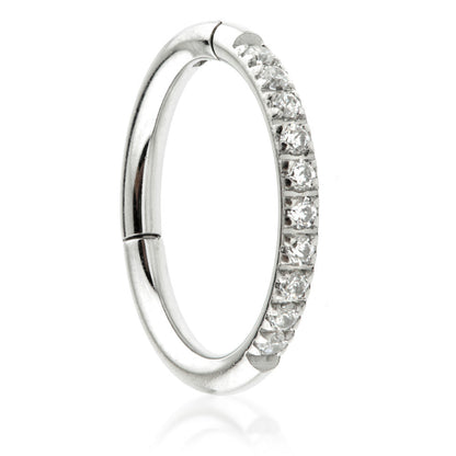 Steel Half Pave Gems Hinged Micro Ring - 1.2mm