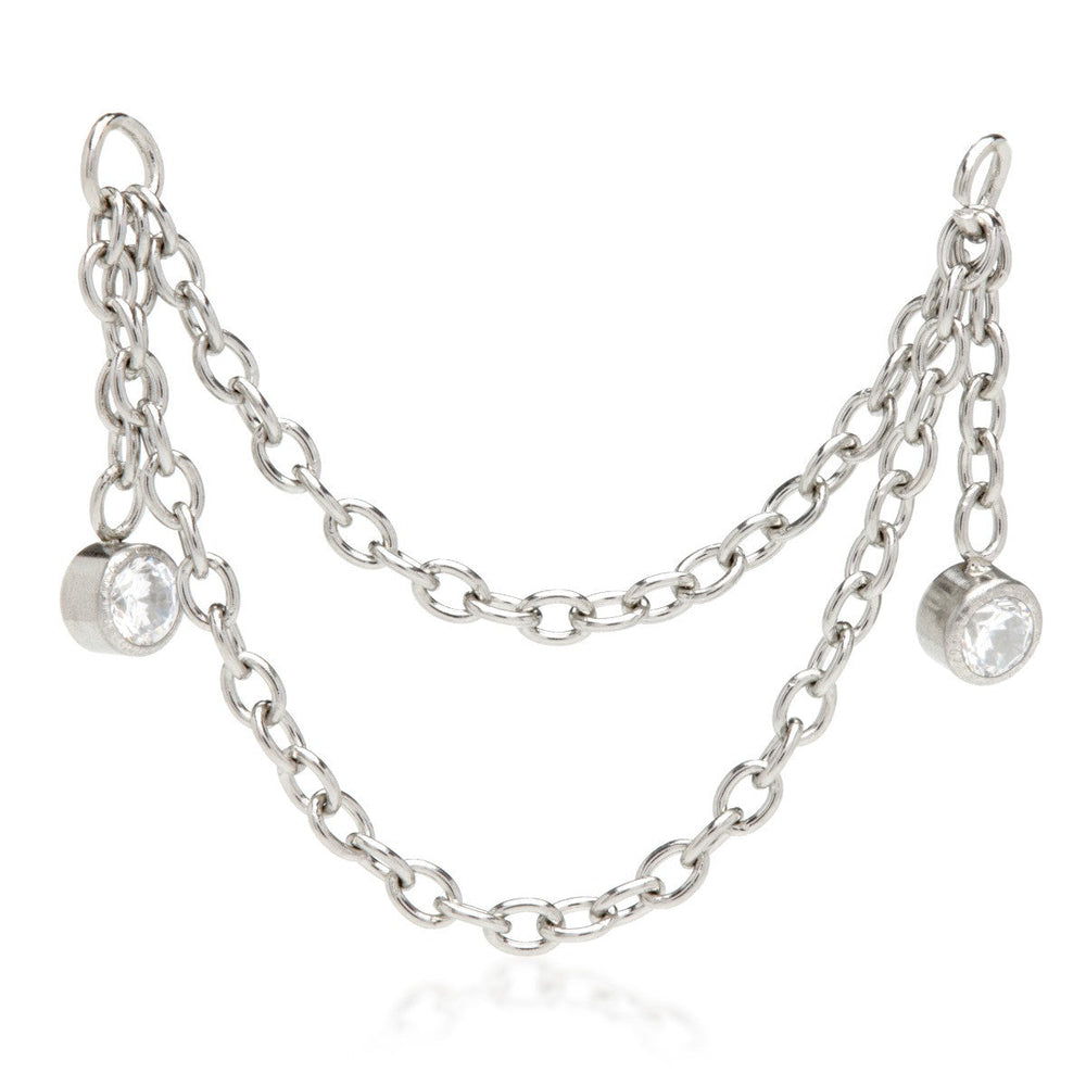 Steel Hanging Double Chain with Hanging Gems