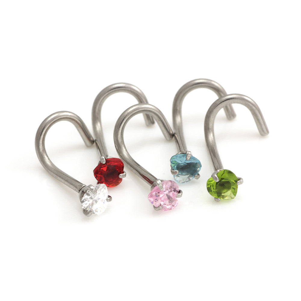 Steel Heart Gem Nose Stud