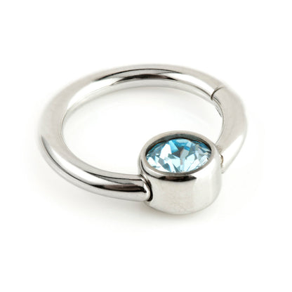 Steel Hinge 4mm Gem Disk BCR Ring