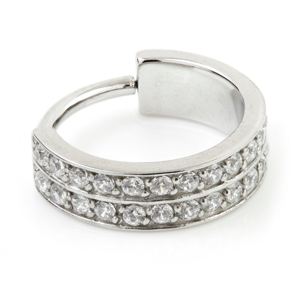 Steel Hinged Double Jewelled Conch Ring